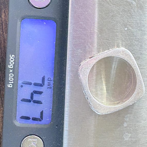 Scroll Design Squared Band VTG Solid Sterling Sil… - image 8