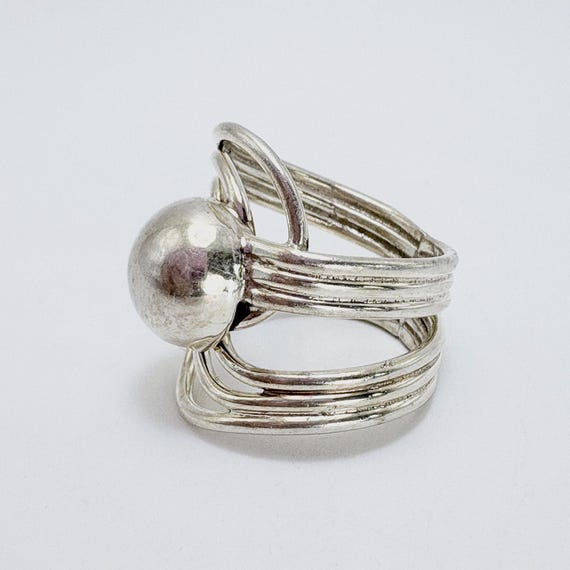 Interlocking Wrap Design Band VTG Solid Sterling … - image 2