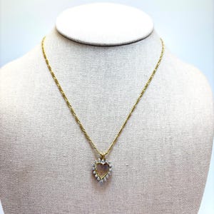 VTG 14k Gold Filled Natural Diamond Heart Pendant Necklace Size 17&quot; Length