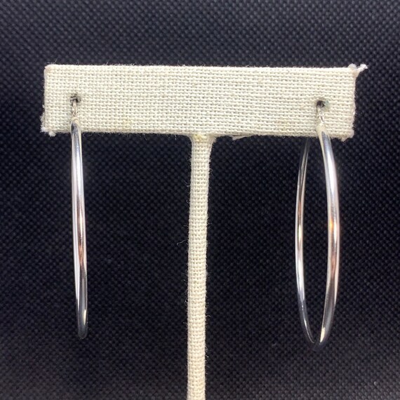 VTG Solid Sterling Silver 925 Hoop Earrings Hinge… - image 2
