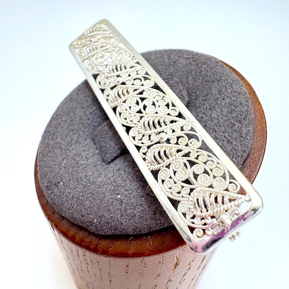 Germany Scroll Design Bar Pin Rectangle Signed VT… - image 3