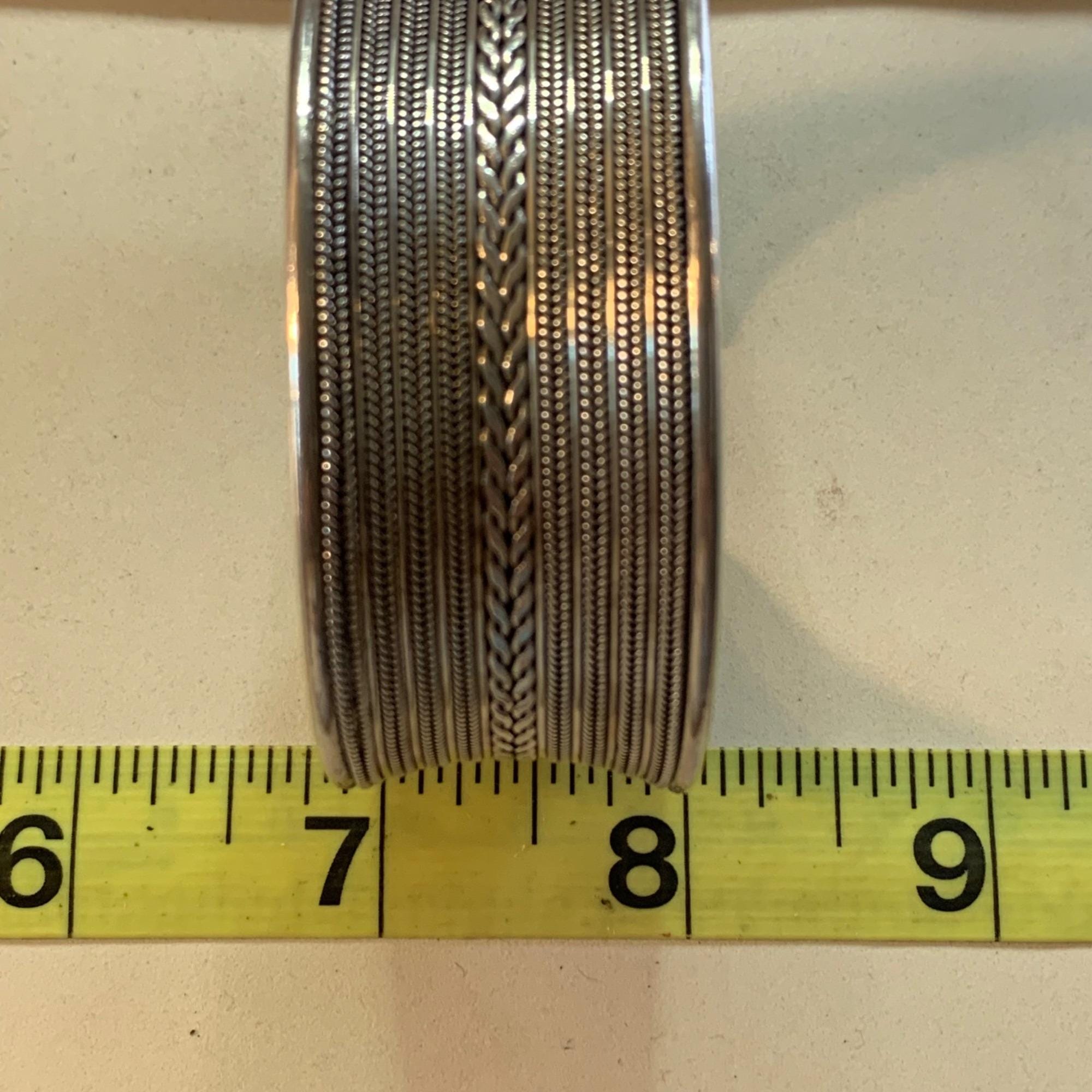 VTG Sterling Silver 925 Textured Twist Rope Design Cuff