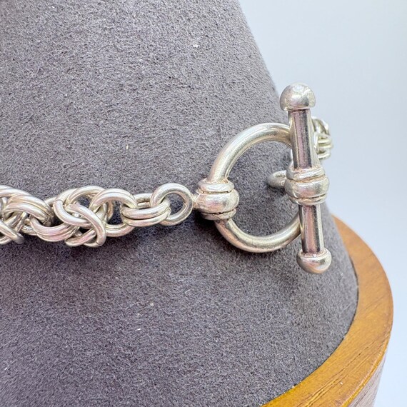 Interlocking Link Chain Bracelet Toggle Clasp Ste… - image 6