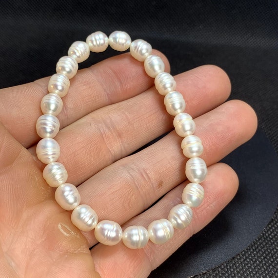 Cultured Freshwater Pearl Bracelet Elastic No Cla… - image 4