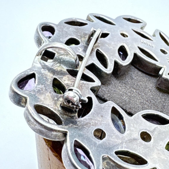 VTG Solid Sterling Silver 925 Multi-Gemstone Circ… - image 9