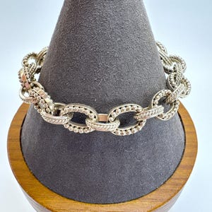 VTG Sterling Silver 925 Chunky Round Link Chain Bracelet Toggle Clasp Size 7.75&quot;