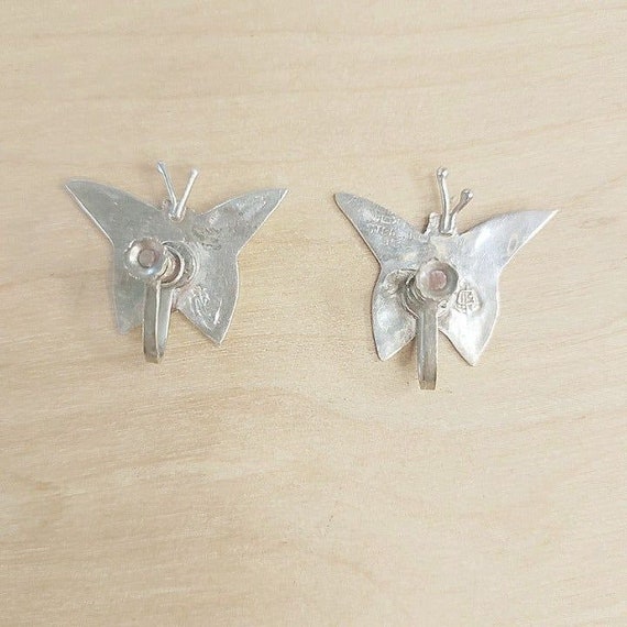 Sterling Silver Abalone Butterfly Earrings - image 3