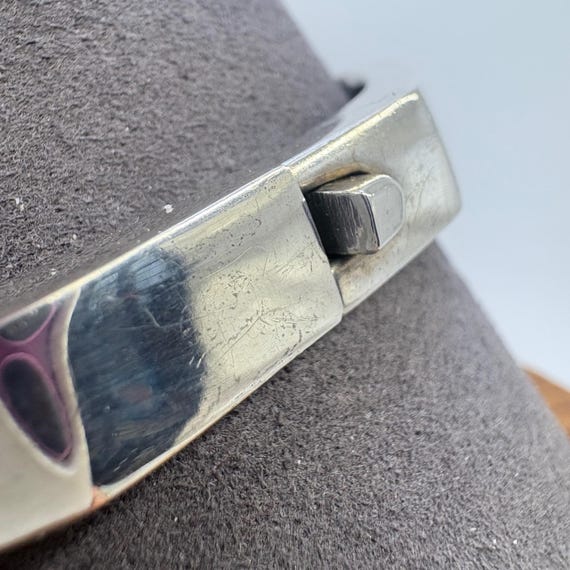 VTG Solid Sterling Silver 925 Octagonal Hinged Ba… - image 3