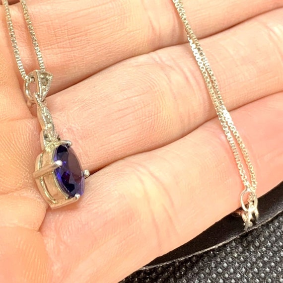 VTG Solid Sterling Silver 925 Synthetic Sapphire … - image 4