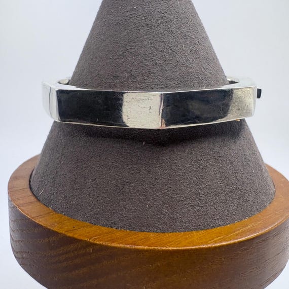 VTG Solid Sterling Silver 925 Octagonal Hinged Ba… - image 2