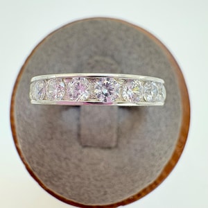 VTG Solid Sterling Silver 925 Cubic Zirconia Band Statement Ring Size 7