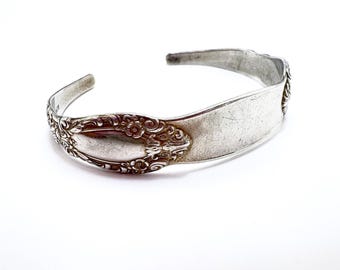 Flower Design Cuff Bracelet Sterling Silver 925 Size 7.5" Fit