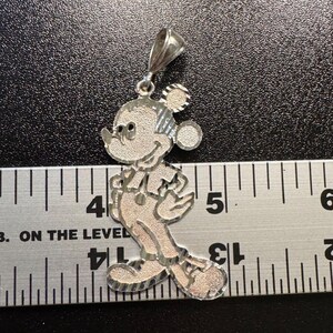 Solid Sterling Silver 925 Textured Mickey Mouse Pendant Size 2.5" Length image 6