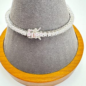VTG Solid Sterling Silver 925 Cubic Zirconia Tennis Bracelet Size 7" Length
