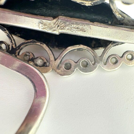 Marquise Scroll Border Statement Ring VTG Silver … - image 9