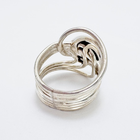 Interlocking Wrap Design Band VTG Solid Sterling … - image 3