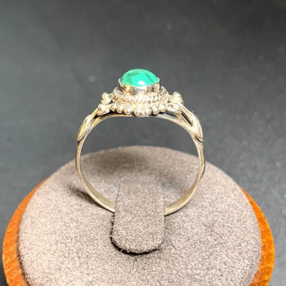 Malachite Beaded Scroll Design Statement Ring Ste… - image 4