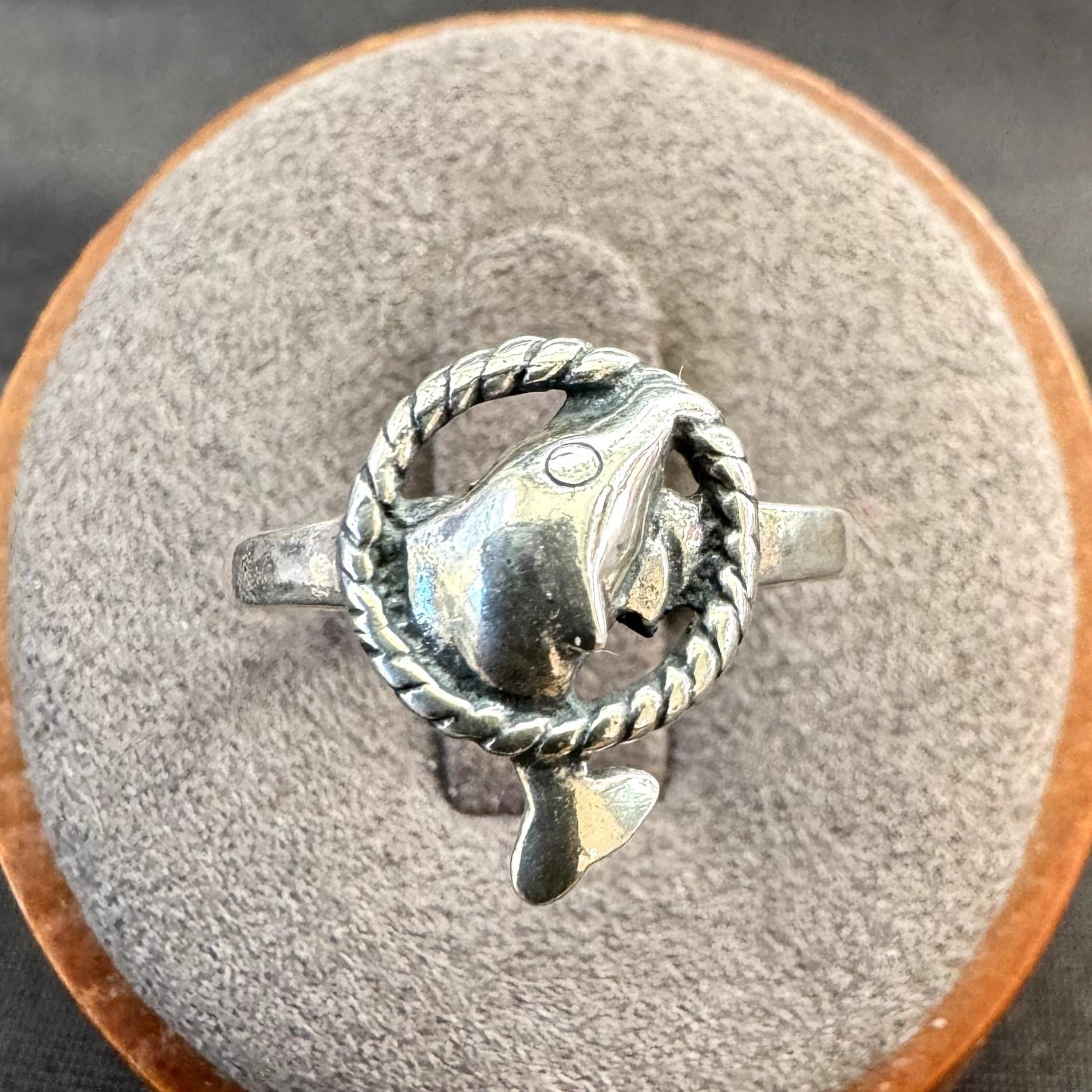 数量限定セール  Vintage Border Twist Dolphin 925 Silver Sterling Solid アクセサリー