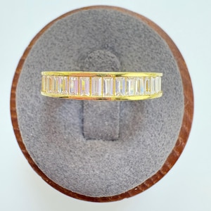 VTG Gold Over Sterling Silver 925 Cubic Zirconia Band Statement Ring Size 7