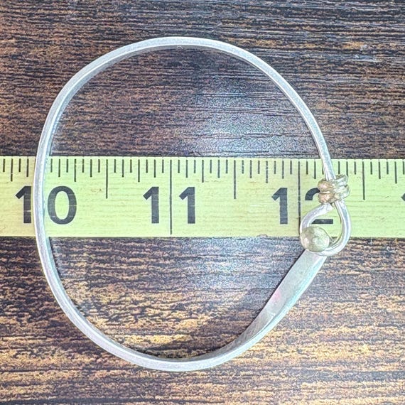 VTG Two Tone Solid Sterling Silver 925 Hook Bangl… - image 11