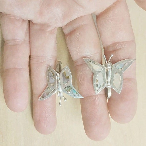 Sterling Silver Abalone Butterfly Earrings - image 5