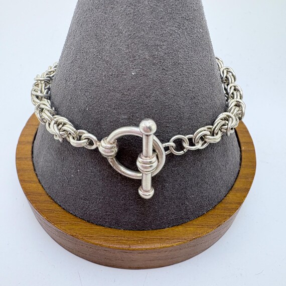 Interlocking Link Chain Bracelet Toggle Clasp Ste… - image 1