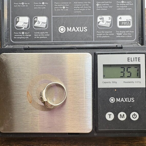 Marcasite Heart Statement Ring VTG Solid Sterling… - image 9