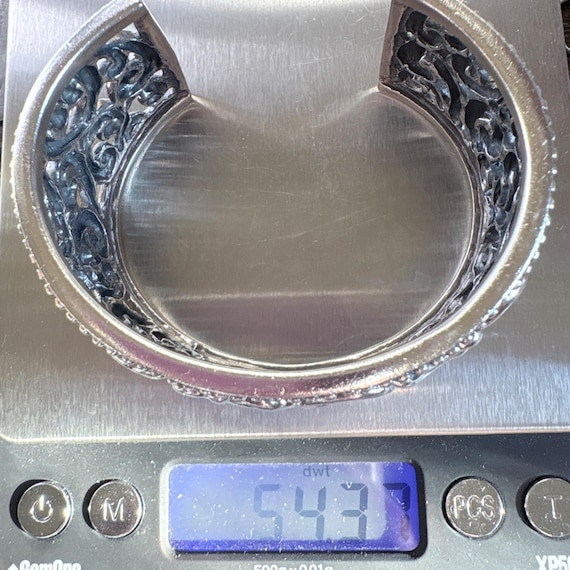 Openwork Scroll Design Beaded Border Cuff Bracele… - image 10