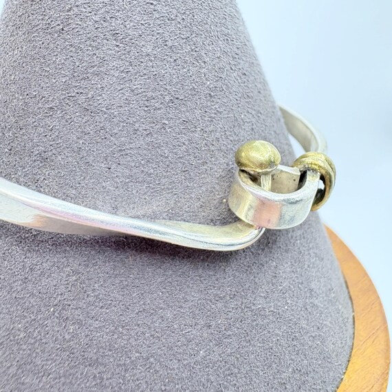 VTG Two Tone Solid Sterling Silver 925 Hook Bangl… - image 4