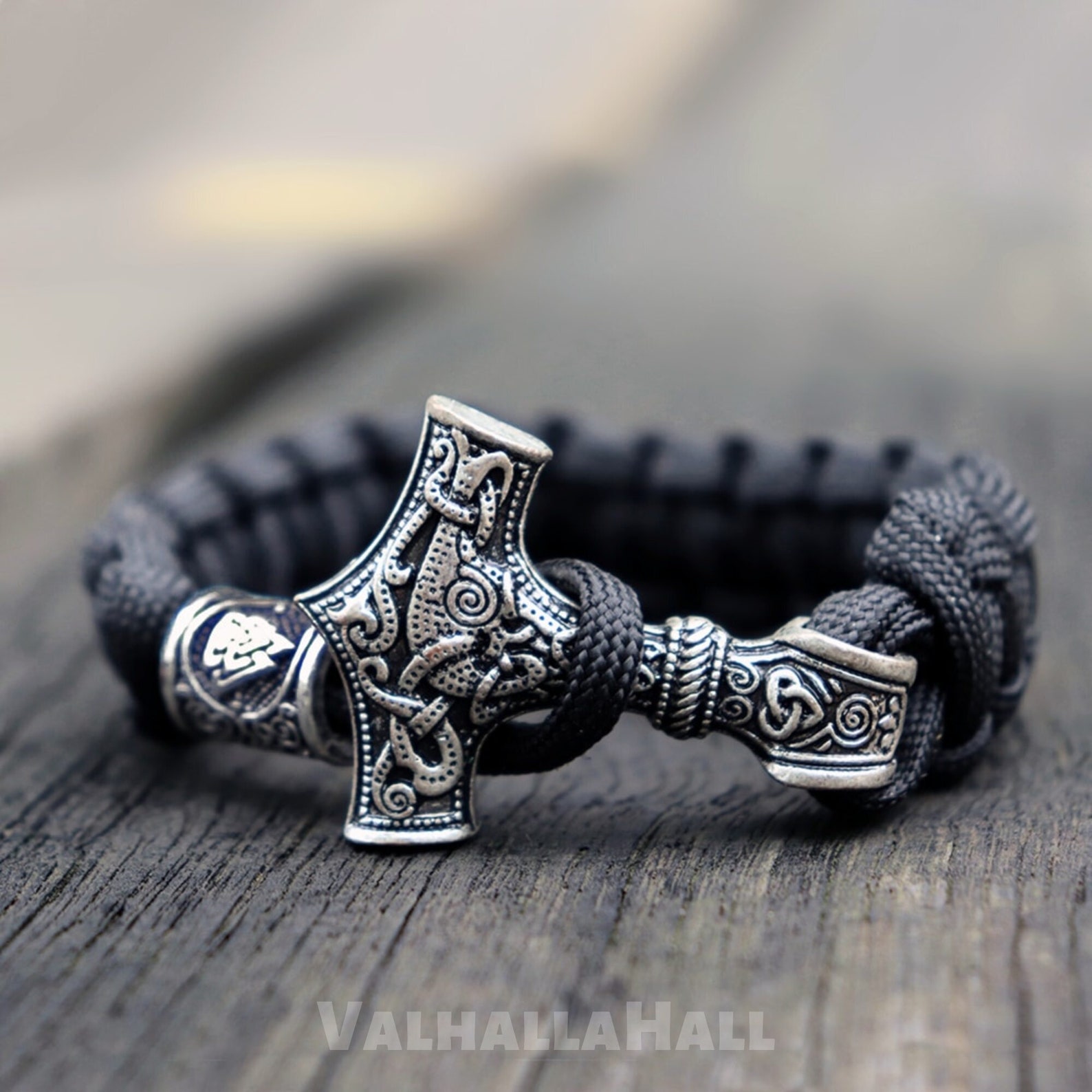 Mens Viking Bracelet Hammer Wristband Norse Mythology Runes Etsy