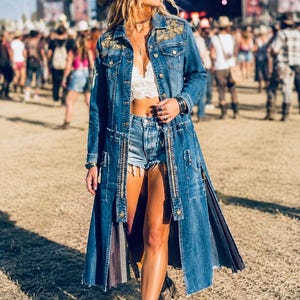 Denim Patchwork Festival Coat Hippie Coat Upcycled Women's Coat