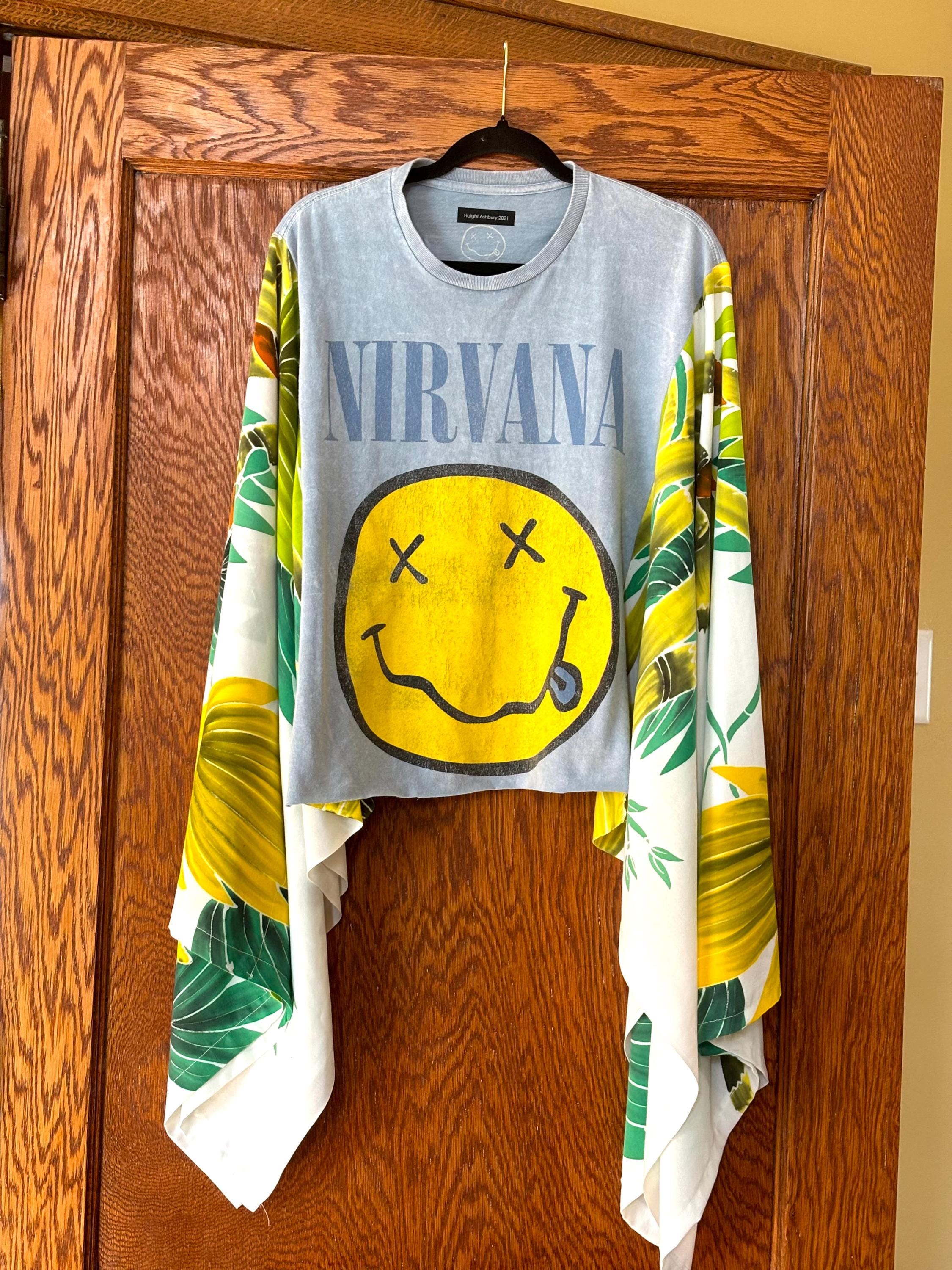 Vintage Nirvana Cropped T with Bat Wing Sleeves