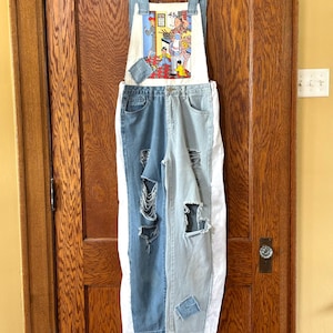 Vintage 60s Feminist Facetious Kitchen Towel High-Waisted Pull On Two-Color Overalls