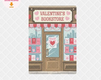 Valentines Bookstore Kindle Insert Digital, Digital Kindle Back covers, Kindle Case Inserts, E-Reader Skin Digital Bookish Accessories
