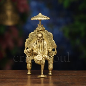 Sai Baba Statue,Pure Brass 6 Inch Shirdi Sai Baba,Hindu Indian God Sai Baba Idol, Sai Ram Shirdi, Beautiful Blessed, Hindu Art Temple Decor