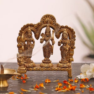 Ramdarbar Statue in Brass,14cm Ram Ji Family statue, Lord Rama Laxman Sita & Hanuman Idol Indian Art, Ram Parivar, Family Figurine