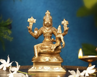 Estatua de Narsimha, Dios hindú Narsingh de 15 CM, Narshima, Encarnación de Vishnu Avtar, Dios indio, ídolo de Vishnu, Estatua de Laxminarayan Murti para el Santuario