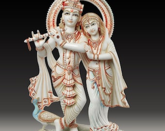Estatua de Radha Krishna.59CM Gran estatua de mármol cultivado Radha Krishna, Krishna con Radha, Hare krishna, krishna para el Templo Mandir Puja Decoración