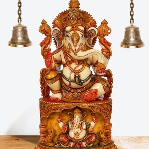 Marble Dust Ganesha Statue, Lord Ganesh Marble Idol, Vinayaka Sculpture  25cm, Hindu God,Good Luck God Figurine, Ganes For Temple puja Altar