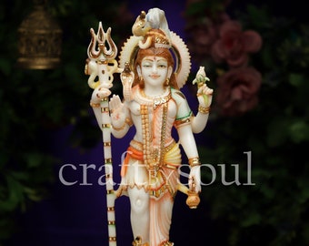 Ardhanarishvara Statue in Marble, 38cm Big size Brass Ardhnareshwar Statue, Half Male Half Female, Shiva Parvati Idol, Shiva-Shaktiti Statue