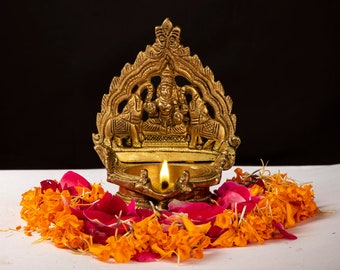 Brass Annam Lakshmi Diya,Laxmi Deepam For Temple Mandir Puja, Oil Wick Deepak Lamp