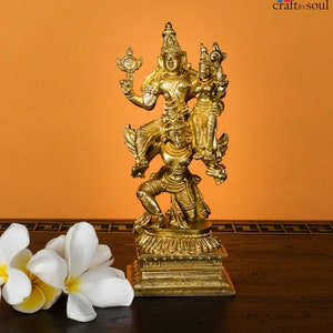 Brass Garuda Statue,Garula Brass Statuette Travel Altar Meditation Shrine Statue,Brass Lord Vishnu Narayana seated on Garuda,King of Birds