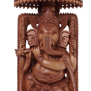 56cm Large Size Hand Carved Wooden Lord Ganesha, Ganesh Figurine wood, Wooden Ganapati murthi, Vinayak Morti, Ganesha for temple