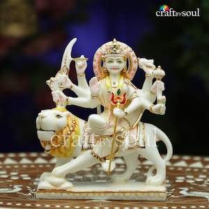 Maa Durga Statue,17 cm Resin Bengali Devi For House, Goddess Devi Statue Idol , Dust Marble Durga Mata Pratima, Durga Maa Figurine Kali Idol