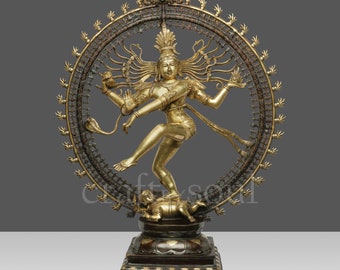 Dancing Shiva Nataraja Statue,36" Big Large Brass Lord Shiva Natraja Sculpture,Shiv Nataraj Figurine,Temple Yoga Studio Outdoor Decor.