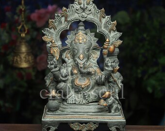 Ganesh Statue aus Messing, Ganesha Idol, Ganesh Statue, Ganesh Statue, Messing Elefant Gott, Glücksgott, Vinayak Statue