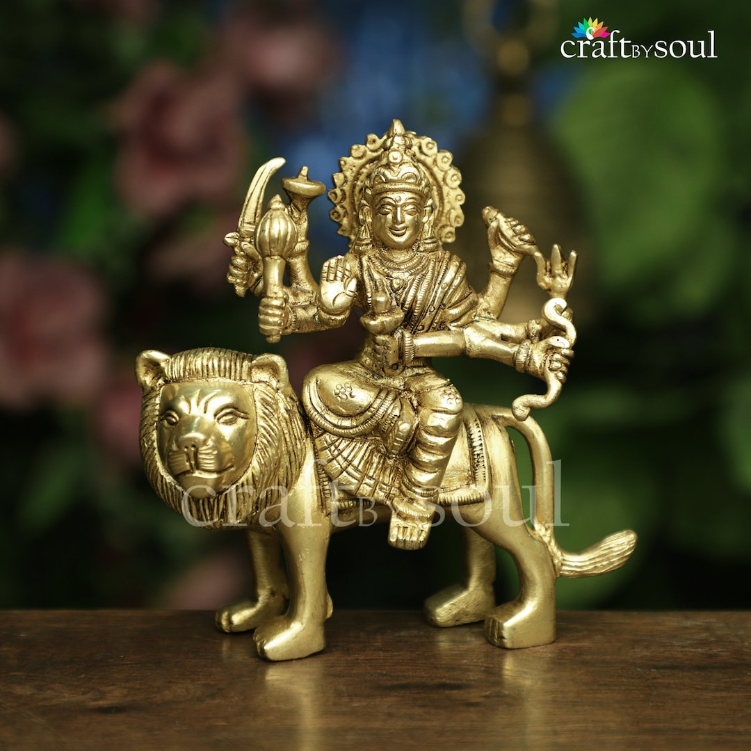 Maa Durga Statue, 5 Inch Brass Devi,handmade Brass Bengali Devi,brass