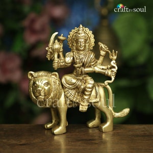 Maa Durga Statue, 5&quot; Inch Brass Devi,Handmade Brass  Bengali Devi,Brass Durga Mata Pratima,Durga Maa Figurine Idol,India For Temple