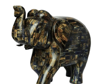 Wooden Inlay Elephant Statue, Handmade Indian art, Home Decor, Wooden craft, Gift Statue, Elephant sculpture, Figurine