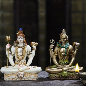 Shiva Statue 21CM Small Size Hand Painted Resin Marble Dust Lord Shiva Murti, Shiv, Adiyogi Hindu god of Yoga, Meditation, Indian Art & Gift